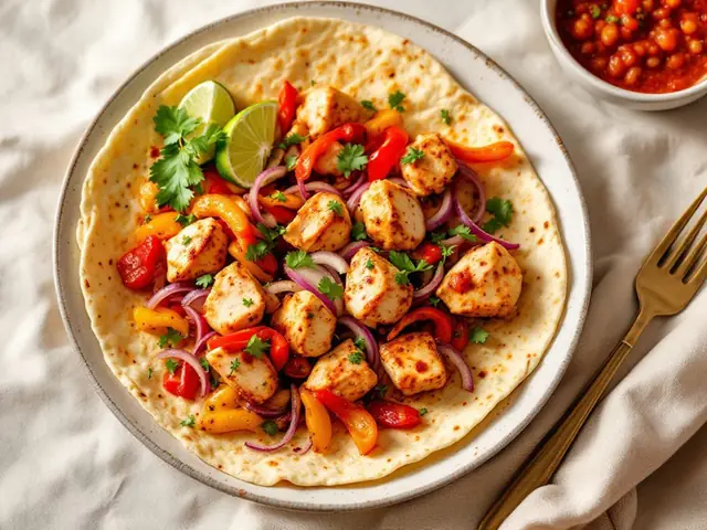 Fajitas de pollo en bandeja de horno